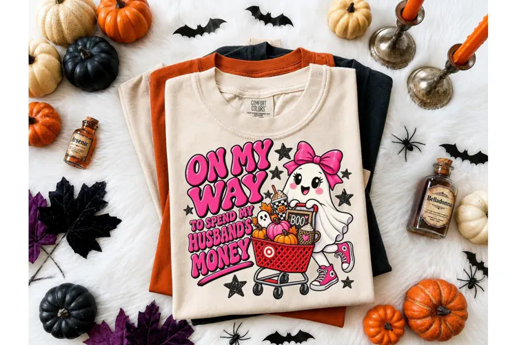 Ghost Shopping Funny Halloween PNG Tee