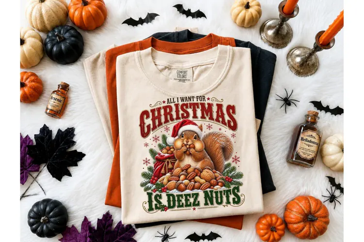 Deez Nuts Christmas Squirrel PNG Tee
