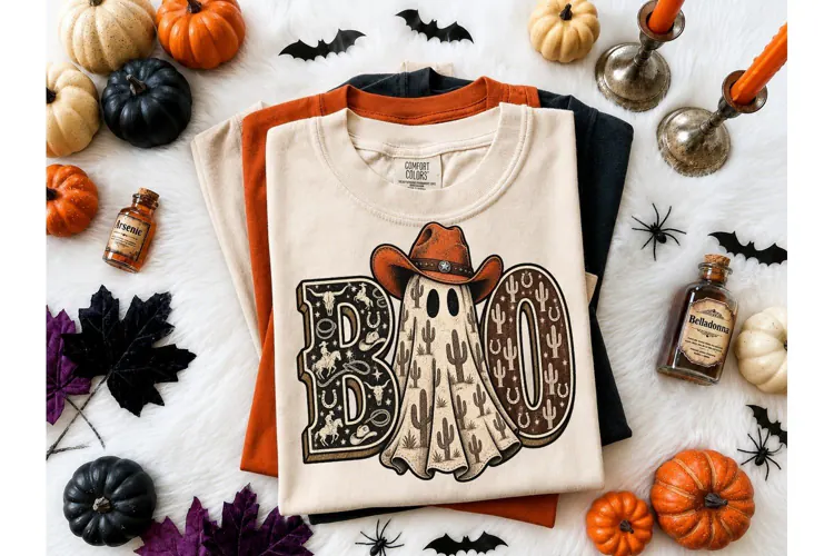 Western Halloween Boo Ghost PNG Shirt