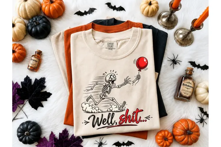 Well Shit Skeleton Balloon PNG Tee