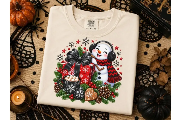Christmas Snowman Hot Cocoa PNG Tee