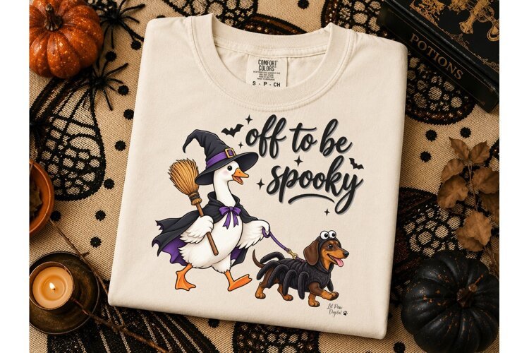 Spooky Goose Witch Dachshund PNG Tee example image 1