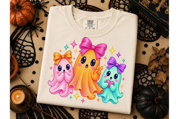 Cute Ghost Bow Halloween PNG Shirt