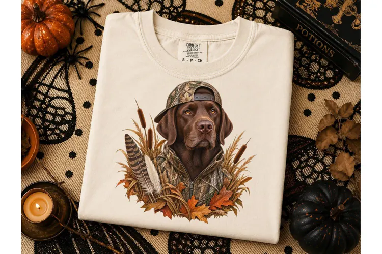 Chocolate Lab Hunter Fall PNG Shirt