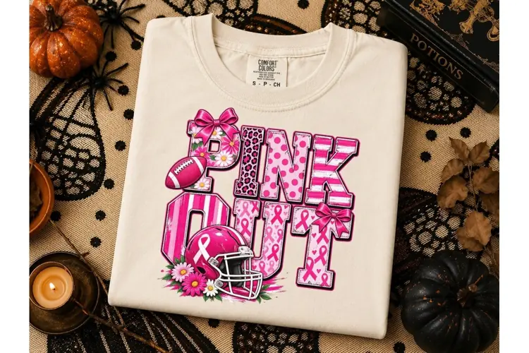 Pink Out Football Breast Cancer PNG Tee