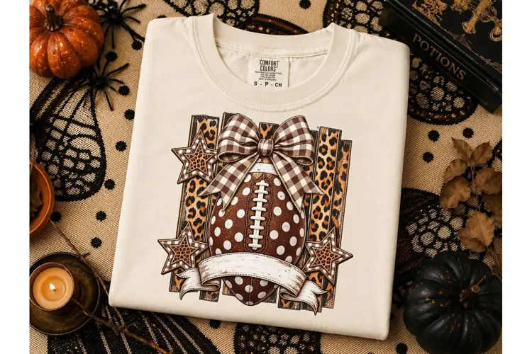 Fall Football Leopard Bow PNG Shirt Desi