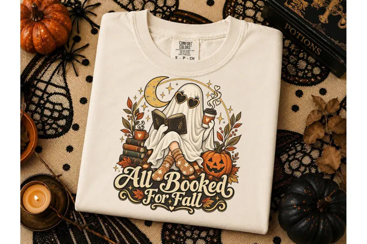 All Booked For Fall Ghost PNG Tee