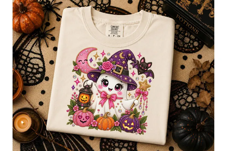 Cute Ghost Witch Halloween PNG Tee