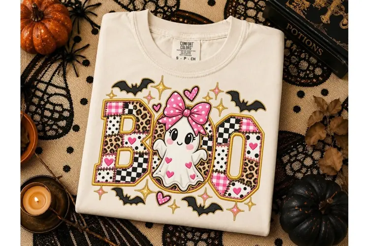 Cute Ghost Boo Halloween PNG Shirt Desig