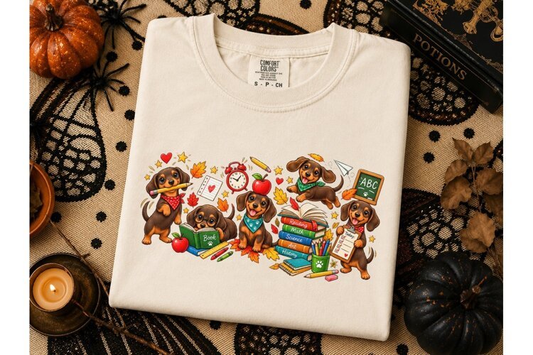 Dachshund Back to School PNG Tee Design example image 1