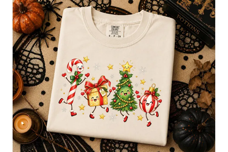 Christmas Characters Dancing PNG Tee