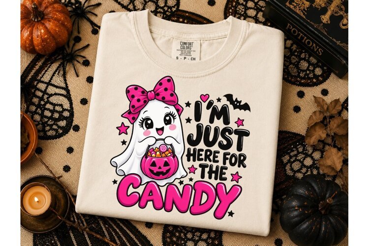 Halloween Ghost Candy PNG Shirt Design example image 1