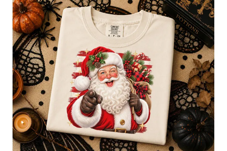 Vintage Santa Claus Christmas PNG Tee