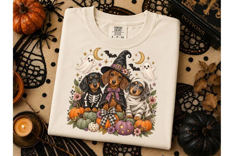 Halloween Dachshund Witch PNG Shirt Desi