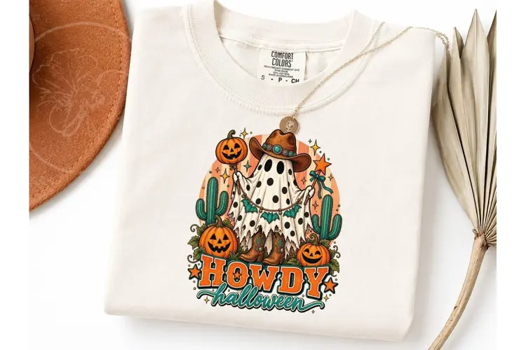 Howdy Halloween Cowboy Ghost PNG Tee