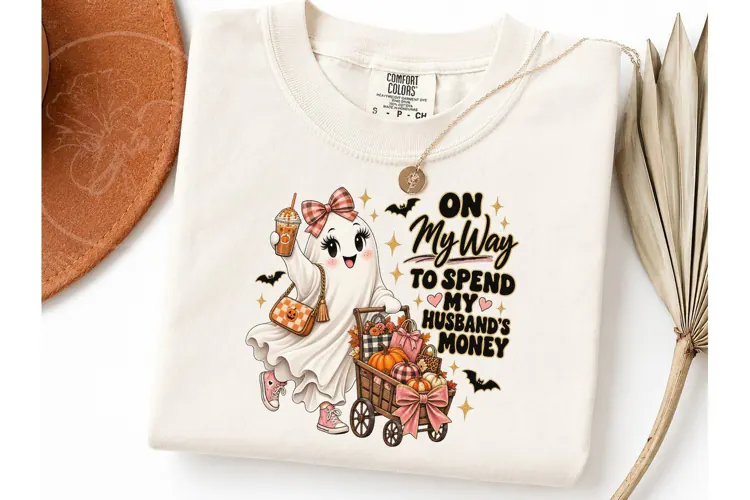 Ghost Shopping Halloween PNG Shirt Desig