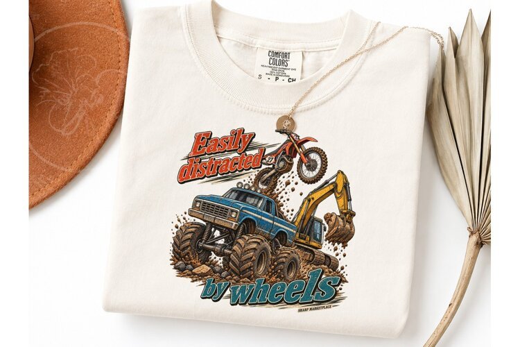 Easily Distracted By Wheels PNG Tee example image 1