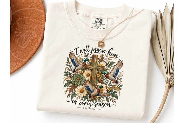 I Will Praise Him Duck PNG Shirt Design example image 1
