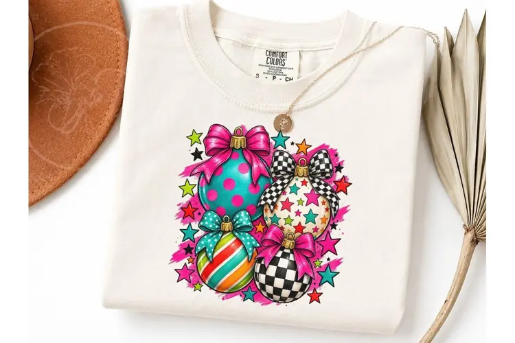 Christmas Ornaments Coquette PNG Tee