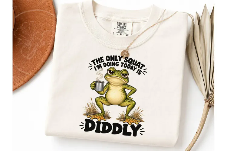 Funny Frog Diddly Squat PNG Tee Design