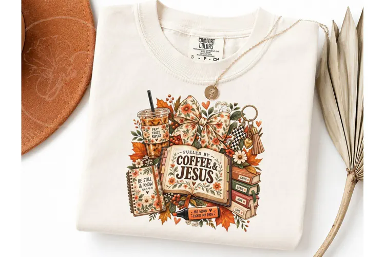 Fueled by Coffee & Jesus Fall PNG Tee