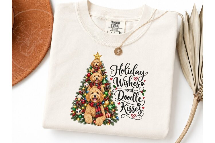 Holiday Doodle Kisses Christmas PNG Tee example image 1