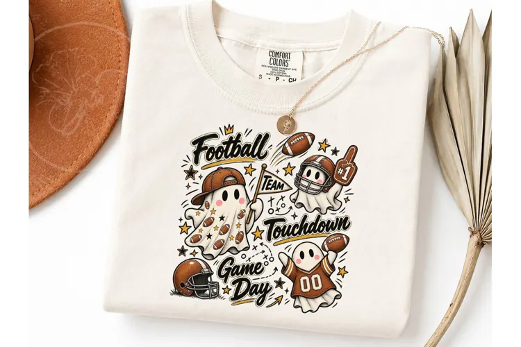 Halloween Football Ghost PNG Shirt Desig