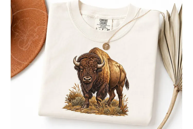 Buffalo Bison Fall Halloween PNG Tee Des