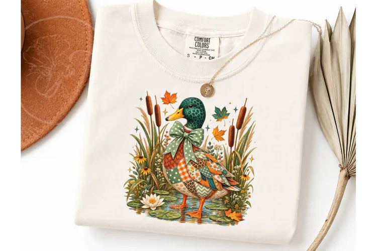 Mallard Duck Fall Bow PNG Sublimation Te