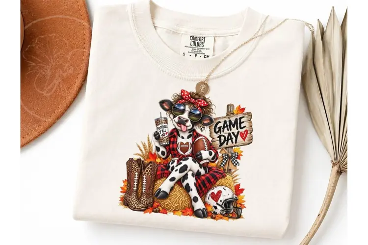Game Day Cow Football PNG Shirt Design