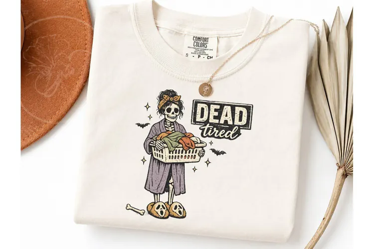 Dead Tired Skeleton Mom PNG Shirt Design