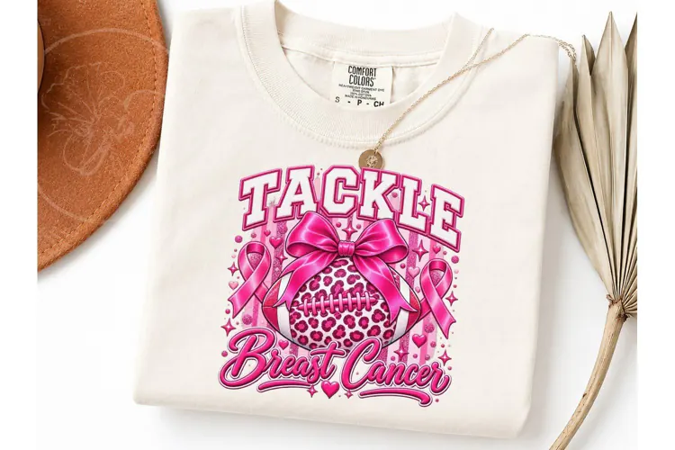 Tackle Breast Cancer Football PNG Tee