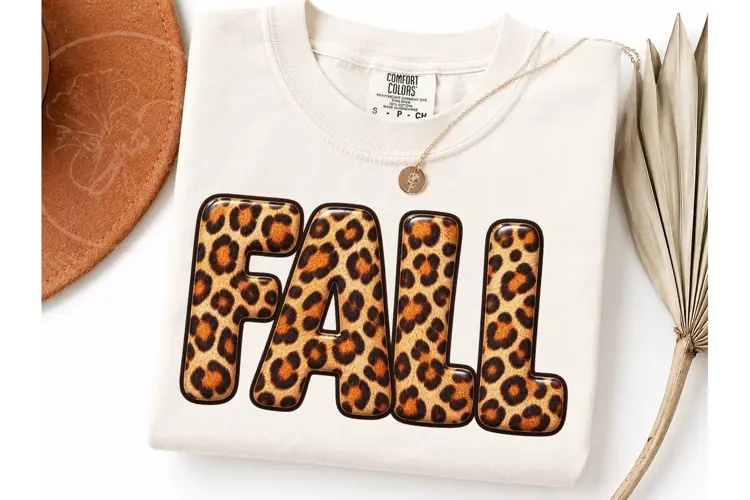 Fall Leopard Print PNG Sublimation Tee