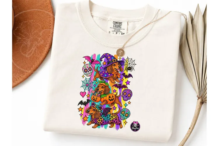 Halloween Dachshund PNG Shirt Design