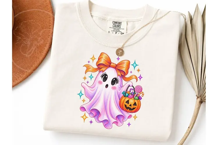 Cute Ghost Bow Halloween PNG Shirt
