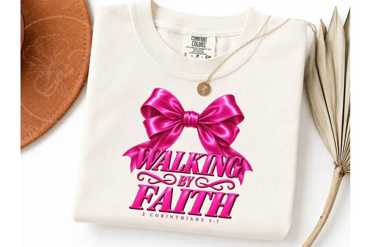 Walking By Faith Coquette Bow PNG Tee