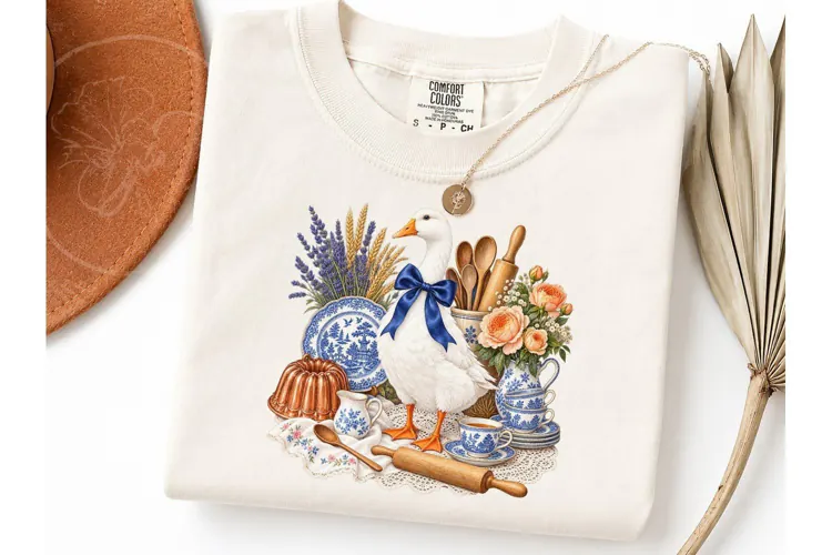 Cottage Goose Baking PNG Sublimation Tee