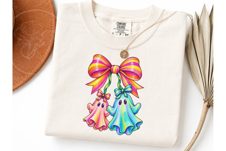 Coquette Ghost Bow Halloween PNG Tee example image 1