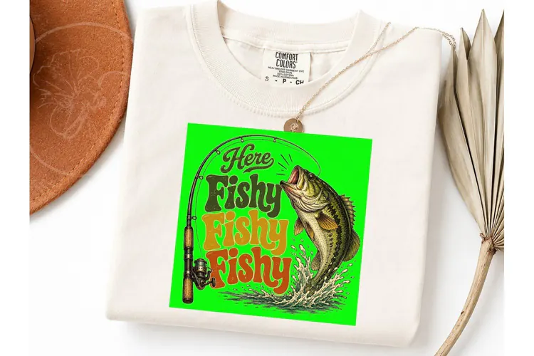 Here Fishy Fishy PNG Fishing Shirt Desig
