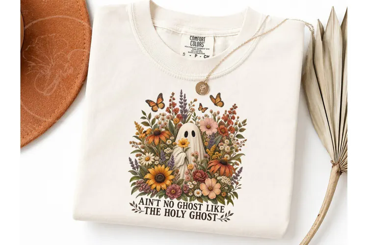 Holy Ghost Floral Halloween PNG Tee