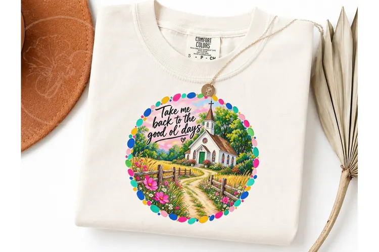 Good Ol Days Country Church PNG Tee
