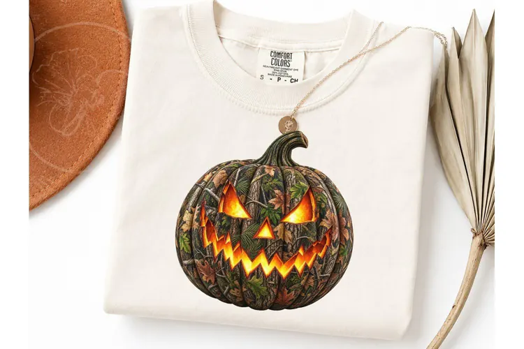 Camo Jack-O-Lantern Halloween PNG Tee