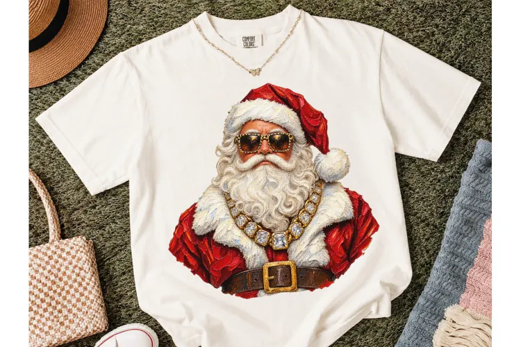 Cool Santa Claus PNG Christmas Tee Desig