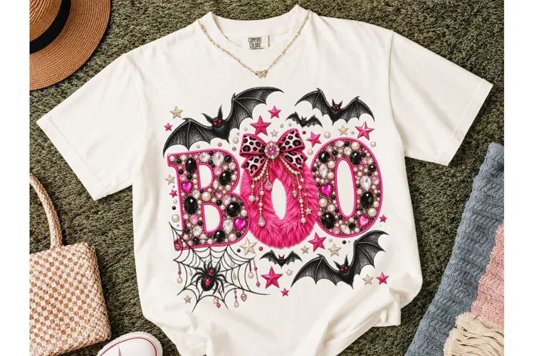 BOO Halloween Pink Jewel PNG Sublimation