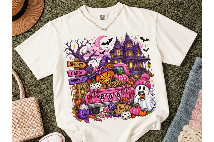 Spooky Halloween Boo Truck PNG Tee