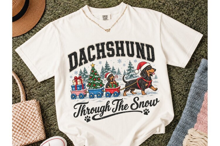 Dachshund Through The Snow PNG Shirt example image 1