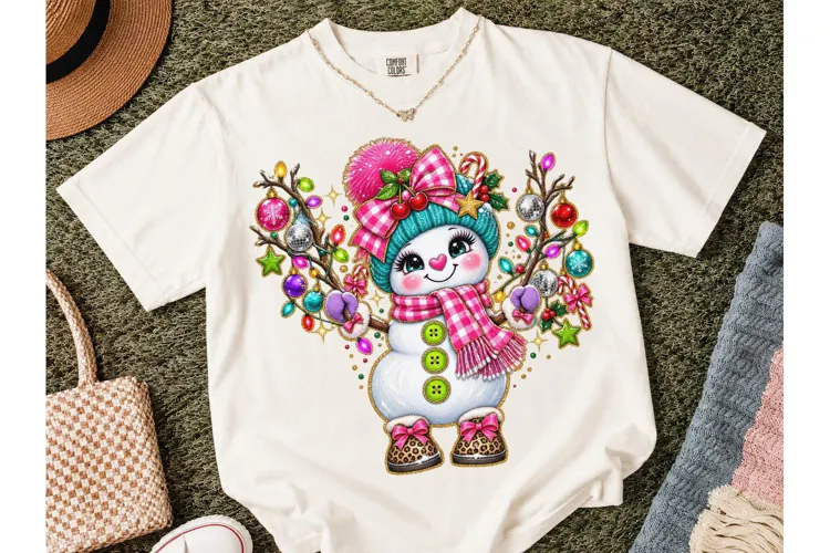 Cute Snowman Christmas PNG Tee Design
