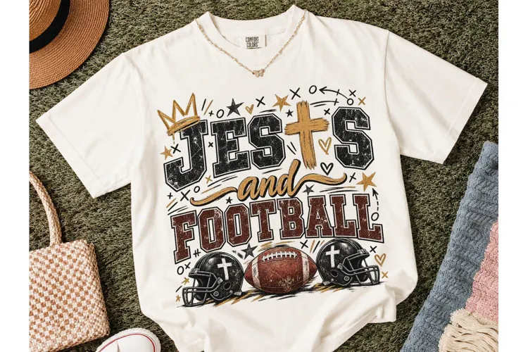 Jesus and Football PNG Shirt Design