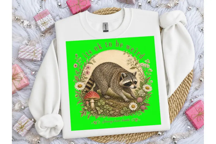 It's Ok To Be Weird Raccoon PNG Tee