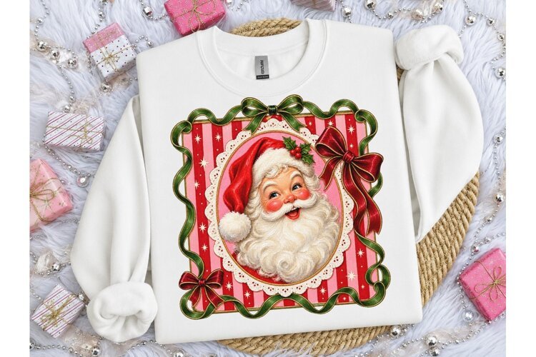 Vintage Santa Claus Christmas PNG Tee example image 1